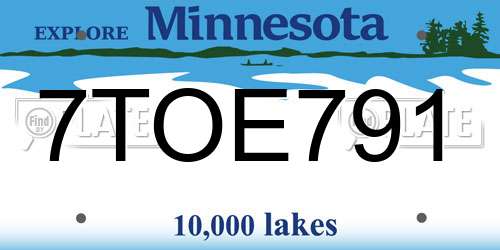 7TOE791 Minnesota License Plate