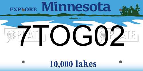 7TOG02 Minnesota License Plate