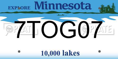 7TOG07 Minnesota License Plate