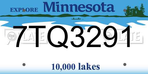 7TQ3291 Minnesota License Plate