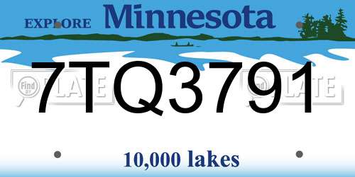 7TQ3791 Minnesota License Plate