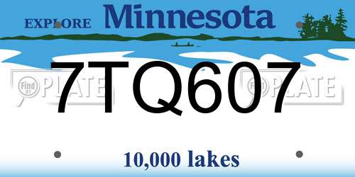 7TQ607 Minnesota License Plate