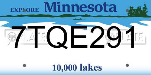 7TQE291 Minnesota License Plate
