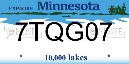 7TQG07 Minnesota License Plate