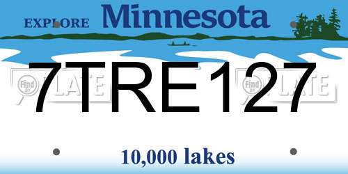 7TRE127 Minnesota License Plate
