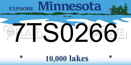 7TS0266 Minnesota License Plate