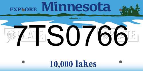 7TS0766 Minnesota License Plate