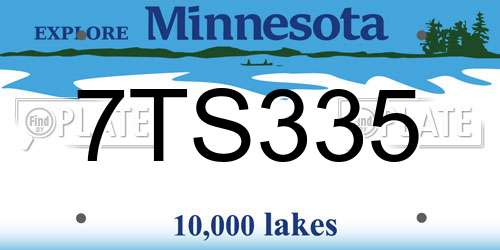 7TS335 Minnesota License Plate
