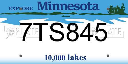 7TS845 Minnesota License Plate