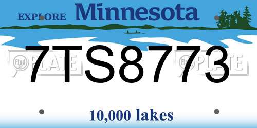 7TS8773 Minnesota License Plate