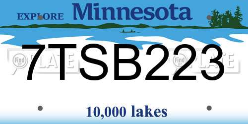 7TSB223 Minnesota License Plate