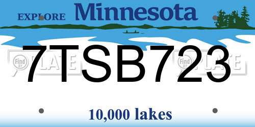 7TSB723 Minnesota License Plate