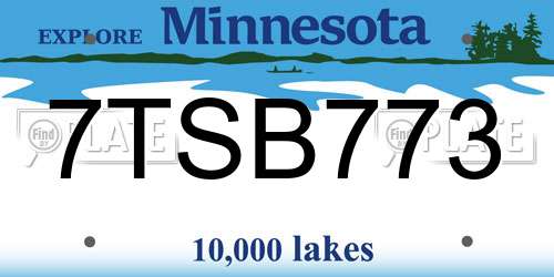 7TSB773 Minnesota License Plate
