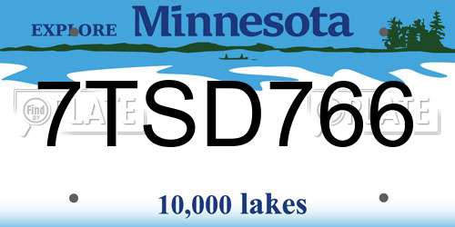 7TSD766 Minnesota License Plate