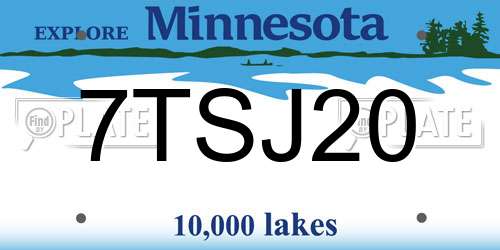 7TSJ20 Minnesota License Plate