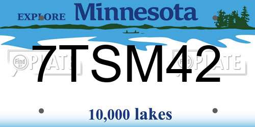 7TSM42 Minnesota License Plate