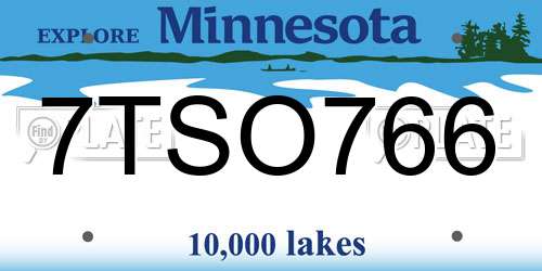 7TSO766 Minnesota License Plate