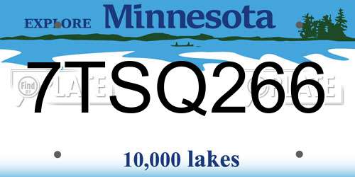 7TSQ266 Minnesota License Plate