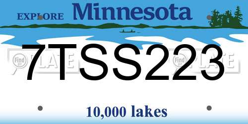 7TSS223 Minnesota License Plate