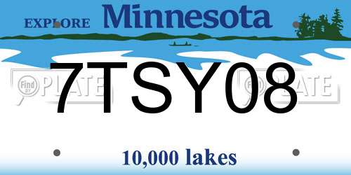 7TSY08 Minnesota License Plate