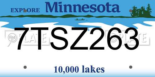7TSZ263 Minnesota License Plate