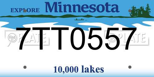 7TT0557 Minnesota License Plate
