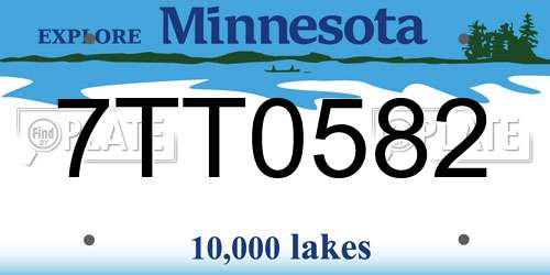 7TT0582 Minnesota License Plate