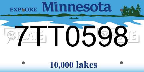 7TT0598 Minnesota License Plate