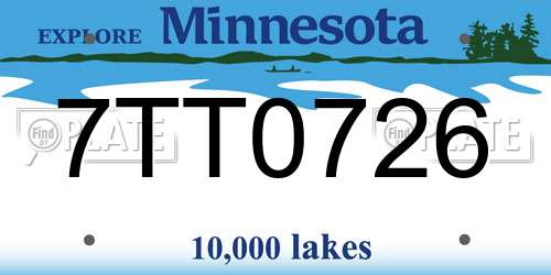 7TT0726 Minnesota License Plate