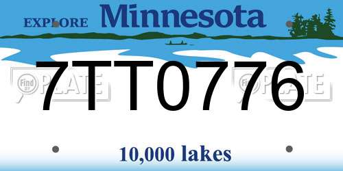 7TT0776 Minnesota License Plate