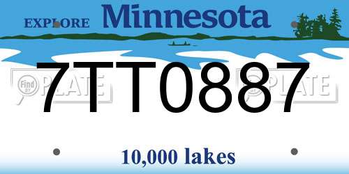 7TT0887 Minnesota License Plate