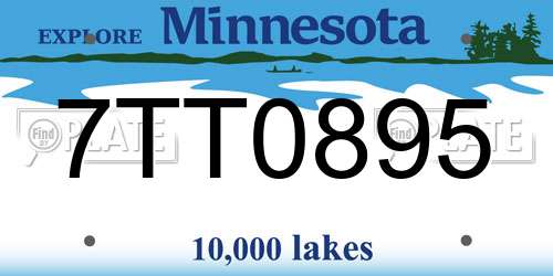7TT0895 Minnesota License Plate