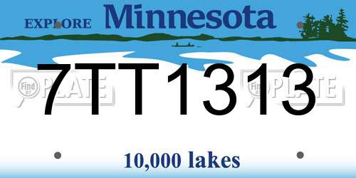 7TT1313 Minnesota License Plate