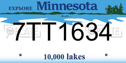 7TT1634 Minnesota License Plate