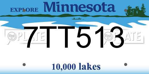 7TT513 Minnesota License Plate