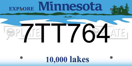 7TT764 Minnesota License Plate