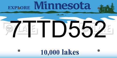 7TTD552 Minnesota License Plate