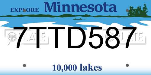 7TTD587 Minnesota License Plate