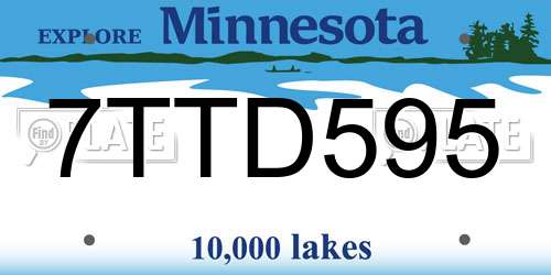 7TTD595 Minnesota License Plate
