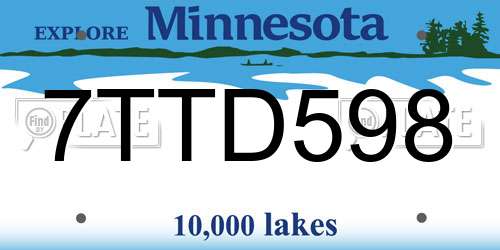 7TTD598 Minnesota License Plate