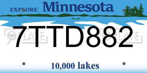 7TTD882 Minnesota License Plate