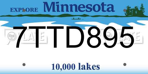 7TTD895 Minnesota License Plate