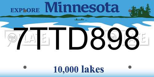 7TTD898 Minnesota License Plate