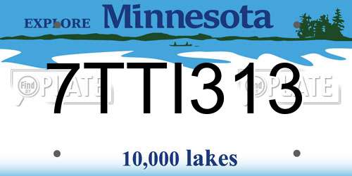 7TTI313 Minnesota License Plate