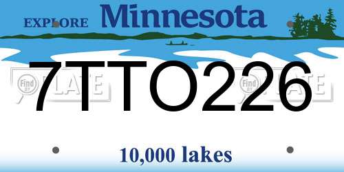 7TTO226 Minnesota License Plate