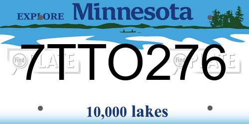 7TTO276 Minnesota License Plate