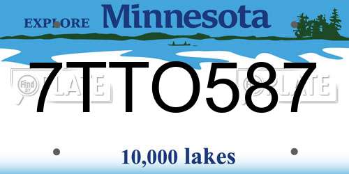 7TTO587 Minnesota License Plate