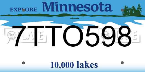 7TTO598 Minnesota License Plate