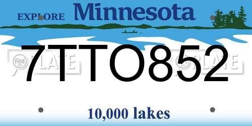 7TTO852 Minnesota License Plate