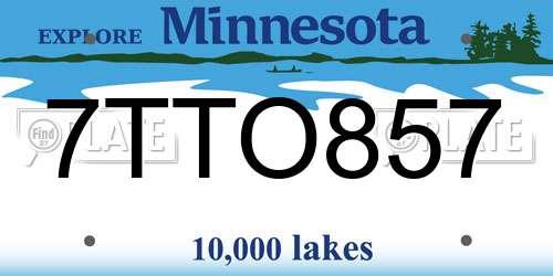 7TTO857 Minnesota License Plate